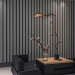 Black and Grey Grid Pattern Wallpaper with Stripes