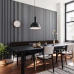 Black and Grey Grid Pattern Wallpaper with Stripes - Image 2