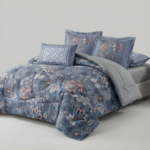 Blue Vintage Floral Microfiber Bedding Set