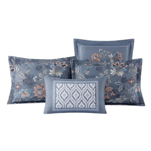 Blue Vintage Floral Microfiber Pillow 198-Blue