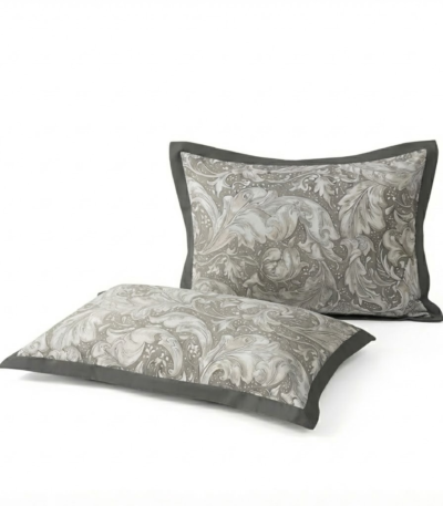 Vintage Acanthus Scroll Decorative Pillow Sham | Classical Grey Damask