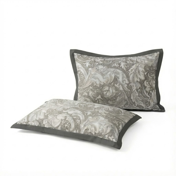 Vintage Acanthus Scroll Decorative Pillow Sham | Classical Grey Damask