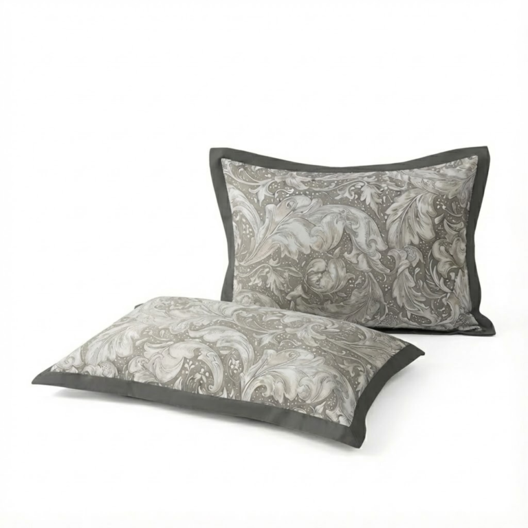 Vintage Acanthus Scroll Decorative Pillow Sham | Classical Grey Damask