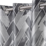 2 Pieces Geometrical Panel Eyelet Polyester Semi Sheer Door Curtains 7 Feet - Image 3