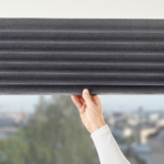 Block-out pleated blind, dark grey, 100x190 cm