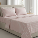 120 GSM Microfiber Bedsheet Set | Modern Pink Chevron | Model: EH-2079
