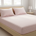120 GSM Microfiber Bedsheet Set | Modern Pink Chevron | Model: EH-2079
