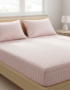 120 GSM Microfiber Bedsheet Set | Modern Pink Chevron | Model: EH-2079