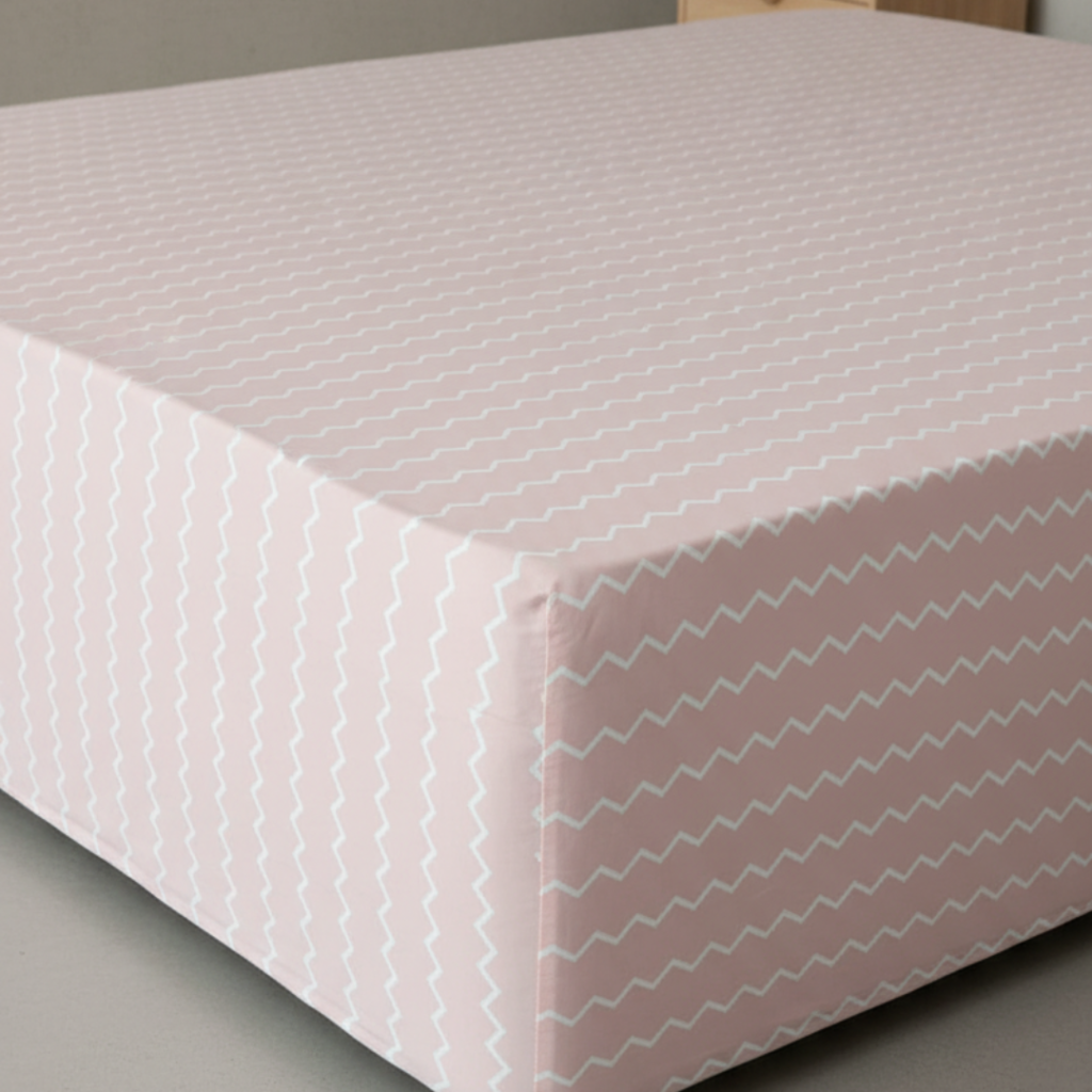 120 GSM Microfiber Bedsheet Set | Modern Pink Chevron | Model: EH-2079