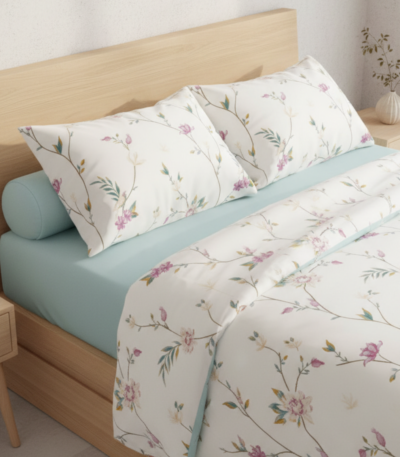 Elegant Floral Bloom 120 GSM Microfiber Bedsheet Set | Model: EH-2055