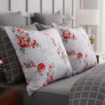 Elegant Grey & Red Rose 120 GSM Microfiber Fitted Bedsheet Set | Model: EH-2073 - Image 2