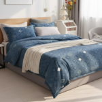 Geo-Chic Blue Diamond 120 GSM Microfiber Bedsheet Set _ Model_ EH-2059
