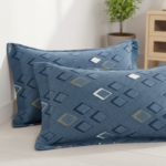 Geo-Chic Blue Diamond 120 GSM Microfiber Bedsheet Set | Model: EH-2059 - Image 3