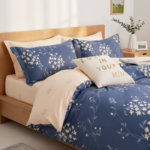 Midnight Bloom Navy Blue 120 GSM Microfiber Bedsheet Set | Model: EH-2057