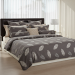 Modern Grey Feather 120 GSM Microfiber Fitted Bedsheet Set | Model: EH-2075