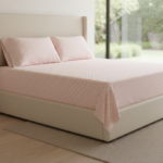Pastel Pink Polka Dot 120 GSM Microfiber Fitted Bedsheet Set | Model: EH-2067