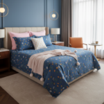 Royal Blue Meadow 120 GSM Microfiber Bedsheet Set _ Model_ EH-2068