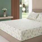 Sage Whisper Floral 120 GSM Microfiber Fitted Bedsheet Set | Model: EH-2062