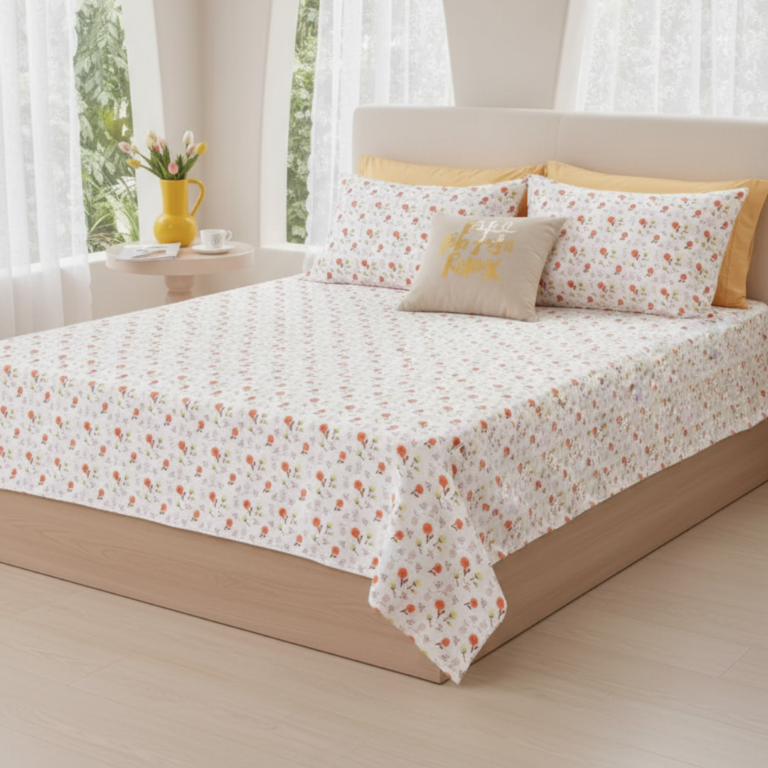 Sunlit Garden Daisy 120 GSM Microfiber Bedsheet Set _ Model_ EH-2074 (3)