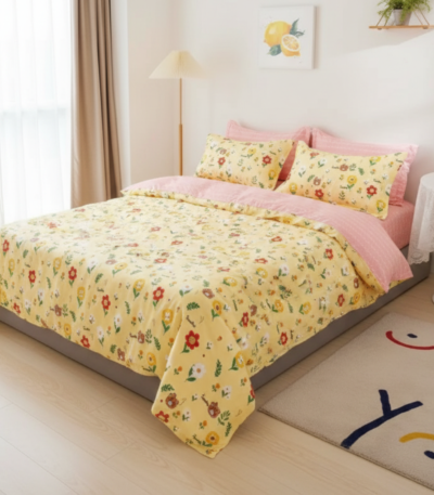 Sunny Garden Floral 120 GSM Microfiber Bedsheet Set _ Model_ EH-2069