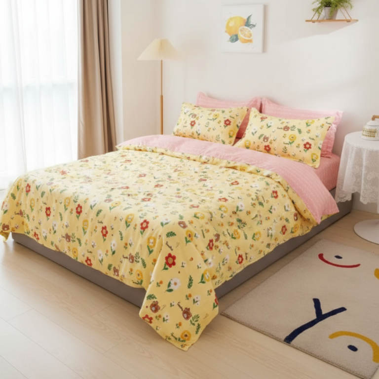 Sunny Garden Floral 120 GSM Microfiber Bedsheet Set _ Model_ EH-2069