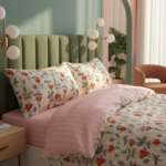 Sunrise Meadow Floral 120 GSM Microfiber Fitted Bedsheet Set | Model: EH-2065 - Image 2