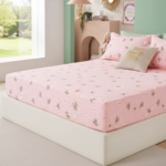 Sweet Pink Daisy 120 GSM Microfiber Fitted Bedsheet Set | Model: EH-2064
