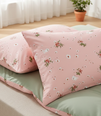 Sweet Pink Daisy 120 GSM Microfiber Bedsheet Set | Model: EH-2064