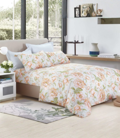 Peach Blossom Garden 150 GSM Microfiber Bedsheet Set | Model: EH-2184