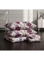 Ever Home 3-Piece Vintage Botanical Flat Sheet Set/Moody Burgundy & Plum Wildflower Print on Soft Pink / 125 GSM Breathable Microfiber Fabric/King Size 270x240 CM with 2 Pillow Cases - Image 3