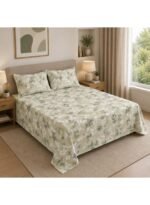 Ever Home Premium 125 GSM Ultra-Soft Flat Bed Sheet Set/Subtle Sage Green & White Wildflower Botanical Print/Complete 3-Piece Bedding with 2 Pillow shams/King 270x240 CM - Image 2