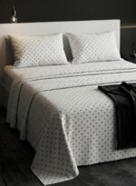 3-Piece King Size Bed Sheet Set - Soft 150 GSM Microfiber Bedding with Classic Polka Dot Print, Includes 1 Flat Sheet (270x250 CM) & 2 Pillowcases (50x75 CM)