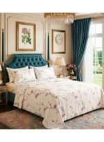3-Piece King Size Flat Bed Sheet Set - 150 GSM Soft Microfiber Bedding with Classic Floral Print, Includes 1 Flat Sheet (270x250 CM) & 2 Pillowcases (50x75 CM) - Image 2