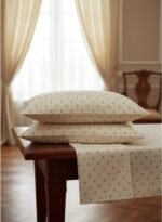 3-Piece King Size Bed Sheet Set - 150 GSM Premium Microfiber Bedding with Classic Polka Dot Print on Cream, Includes 1 Flat Sheet (270x250 CM) & 2 Matching Pillowcases (50x75 CM) - Image 3