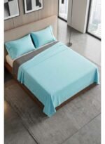 Ever Home 90 GSM Plain Microfiber Bedsheet Set - King Size (250 x 270 CM) with 2 Pillow Covers (50 x 75 CM), Ultra-Soft Hotel Quality Breathable Flat Bed Sheet, Light Blue - Image 3