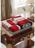 Ever Home Traditional Geometric Pattern Black, Red & White King Flat Bed Sheet Set, Luxury 125 GSM Soft Breathable Fabric, Designer Bedding with 2 Pillowcases, 270x240 CM - Image 2