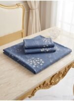 3-Piece Premium Quality 150 GSM Microfiber King Size Flat Bed Sheet Set - Dusty Blue with Delicate White Floral Vines, Includes 1 Flat Sheet (270x250 CM) & 2 Pillowcases (50x75 CM) - Image 5