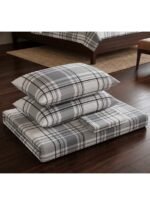Ever Home 3-Piece Modern Grey Plaid Flat Sheet Set/Classic Tartan Check Pattern / 125 GSM Breathable Microfiber Fabric/King Size 270x240 CM with 2 Pillow Cases - Image 4