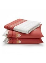 Ever Home Luxury Brushed Microfiber King Flat Sheet Set (270 x 250 CM) – Royal Rust Red & Beige Ethnic Damask Border Print with 2 Pillow Covers, Silky-Soft & Breathable Bedding - Image 3