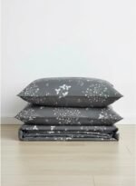 Ever Home Luxury Brushed Microfiber King Flat Sheet Set (270 x 250 CM) – Charcoal Grey White Wildflower Botanical Print with 2 Pillow Covers, Silky-Soft & Breathable Bedding - Image 2