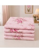 Ever Home Luxury Brushed Microfiber King Flat Sheet Set (270 x 250 CM) – Blush Pink Vintage Rose Floral Print with 2 Pillow Covers, Silky-Soft & Breathable Bedding - Image 3