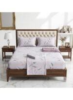 Premium 150 GSM Microfiber King Size Flat Bed Sheet Set - 3-Piece Luxurious Bedding with Soft Lilac Watercolor Floral Print, Includes 1 Flat Sheet (270x250 CM) & 2 Pillowcases (50x75 CM) - Image 2