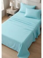 Ever Home 90 GSM Plain Microfiber Bedsheet Set - King Size (250 x 270 CM) with 2 Pillow Covers (50 x 75 CM), Ultra-Soft Hotel Quality Breathable Flat Bed Sheet, Light Blue - Image 2