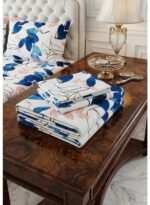 Ever Home Modern Watercolor Floral & Leaf Print Blue & Pink King Flat Bed Sheet Set, Luxury 125 GSM Soft Breathable Fabric, Designer Bedding with 2 Pillowcases, 270x240 CM - Image 4