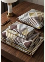 Ever Home Modern Geometric Striped Brown & Beige King Flat Bed Sheet Set, Luxury 125 GSM Soft Breathable Fabric, Designer Bedding with 2 Pillowcases, 270x240 CM - Image 4