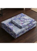 Ever Home 3-Piece Light Blue Floral Flat Sheet Bundle/Vibrant Cobalt Blue & Magenta Blossom Vine Art / 125 GSM Lightweight Soft Textile/King Size 270x240 CM with 2 Pillow Cases - Image 2