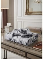 Ever Home Luxury 125 GSM Soft Breathable Flat Bed Sheet Set/Elegant Watercolor Floral Pattern in Black, Grey & White/Includes 2 Matching Pillowcases/King Size 270x240 CM - Image 3