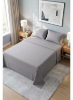 Ever Home 90 GSM Plain Microfiber Bedsheet Set - King Size (250 x 270 CM) with 2 Pillow Covers (50 x 75 CM), Ultra-Soft Hotel Quality Breathable Flat Bed Sheet, Grey - Image 2