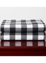 Ever Home Luxury Brushed Microfiber King Flat Sheet Set (270 x 250 CM) – Classic Black & White Buffalo Check Plaid Print with 2 Pillow Covers, Silky-Soft & Breathable Bedding - Image 4