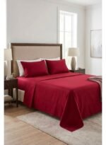 Ever Home 90 GSM Plain Microfiber Bedsheet Set - King Size (250 x 270 CM) with 2 Pillow Covers (50 x 75 CM), Ultra-Soft Hotel Quality Breathable Flat Bed Sheet, Burgundy/Red - Image 2